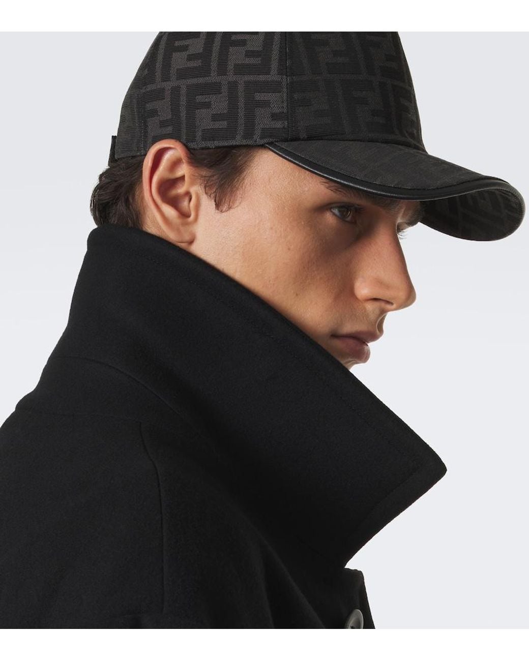 Fendi Black Ff Zucca Jacquard Baseball Cap for men