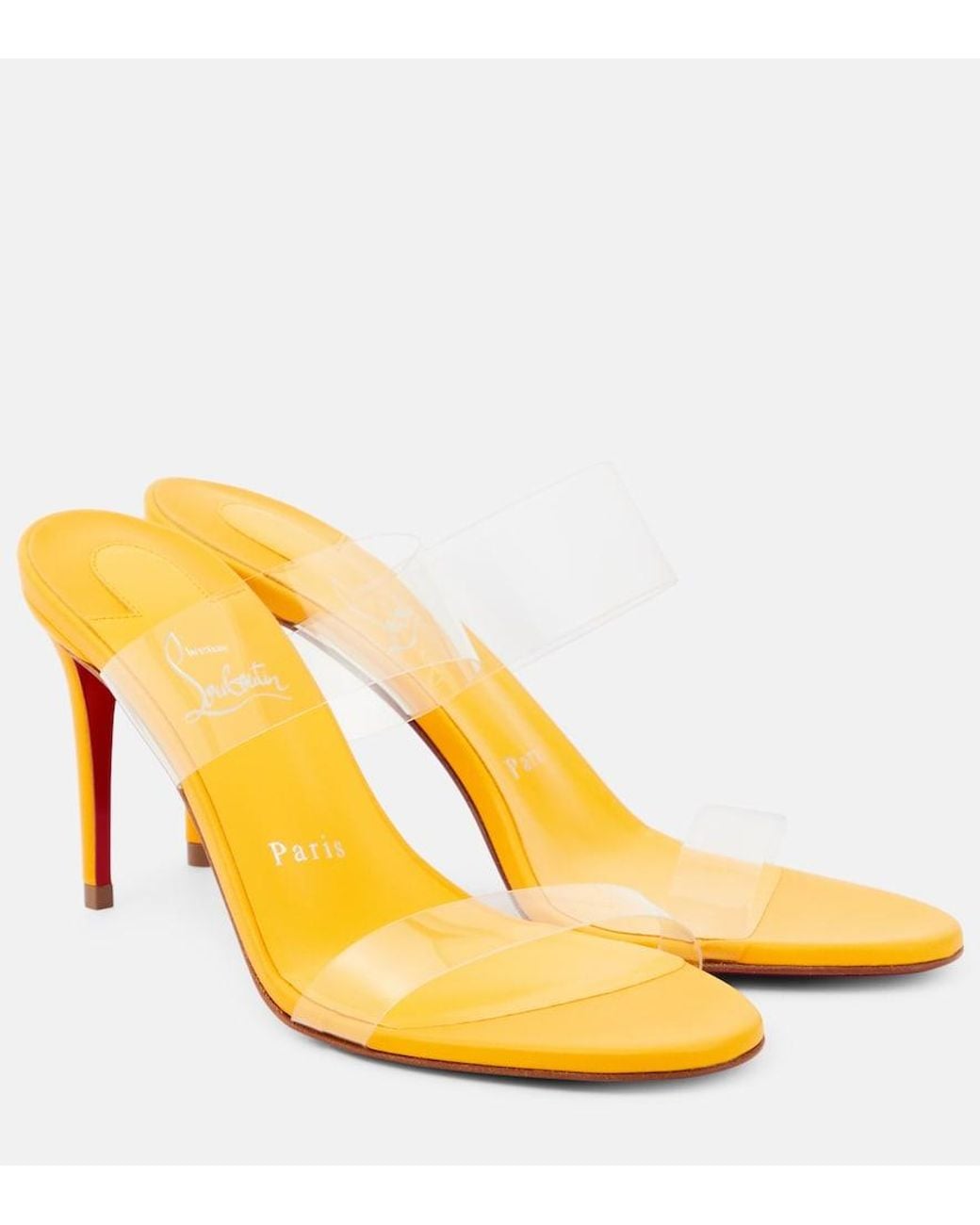 Christian Louboutin Yellow Just Nothing 85 Pvc Mules