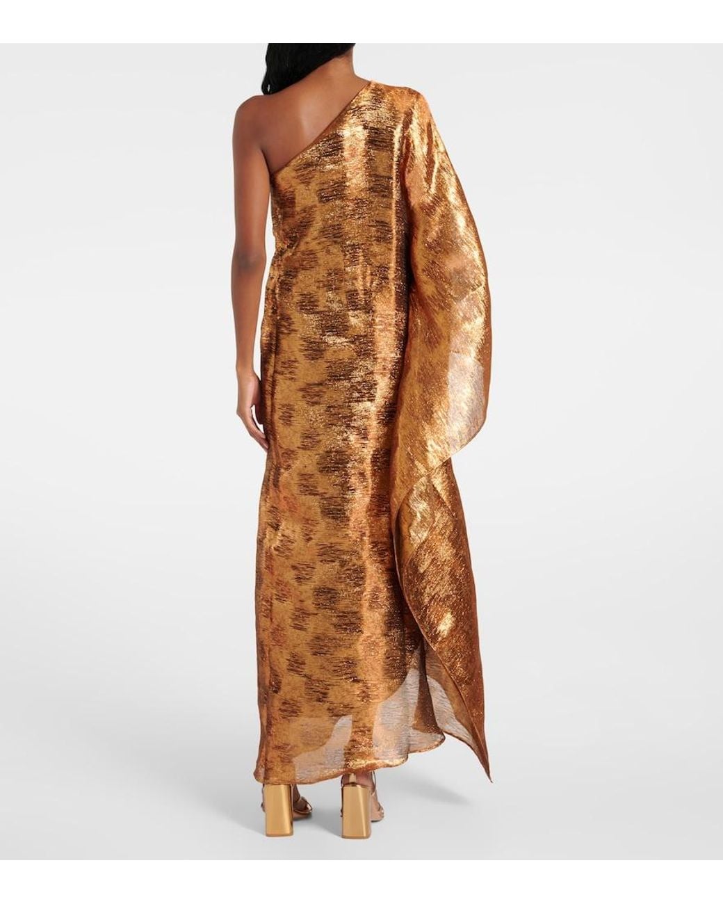 Taller Marmo Brown Betsy One-Shoulder Fil Coupe Gown