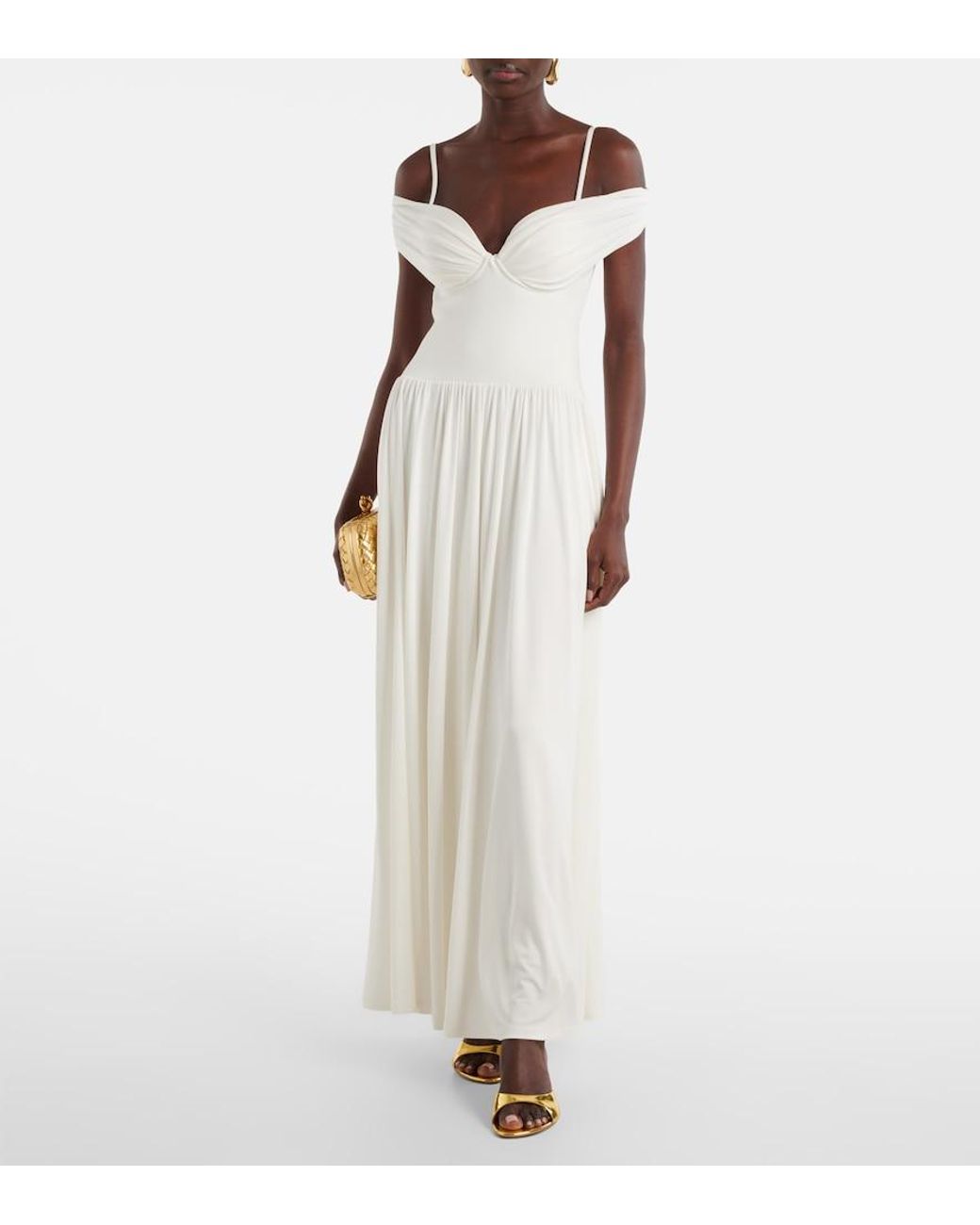 Jonathan Simkhai White Amarantha Draped Jersey Maxi Dress