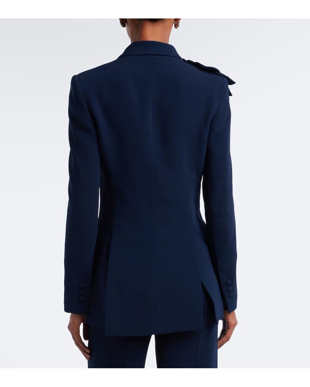 Elie Saab Blue Floral-Applique Cady Blazer