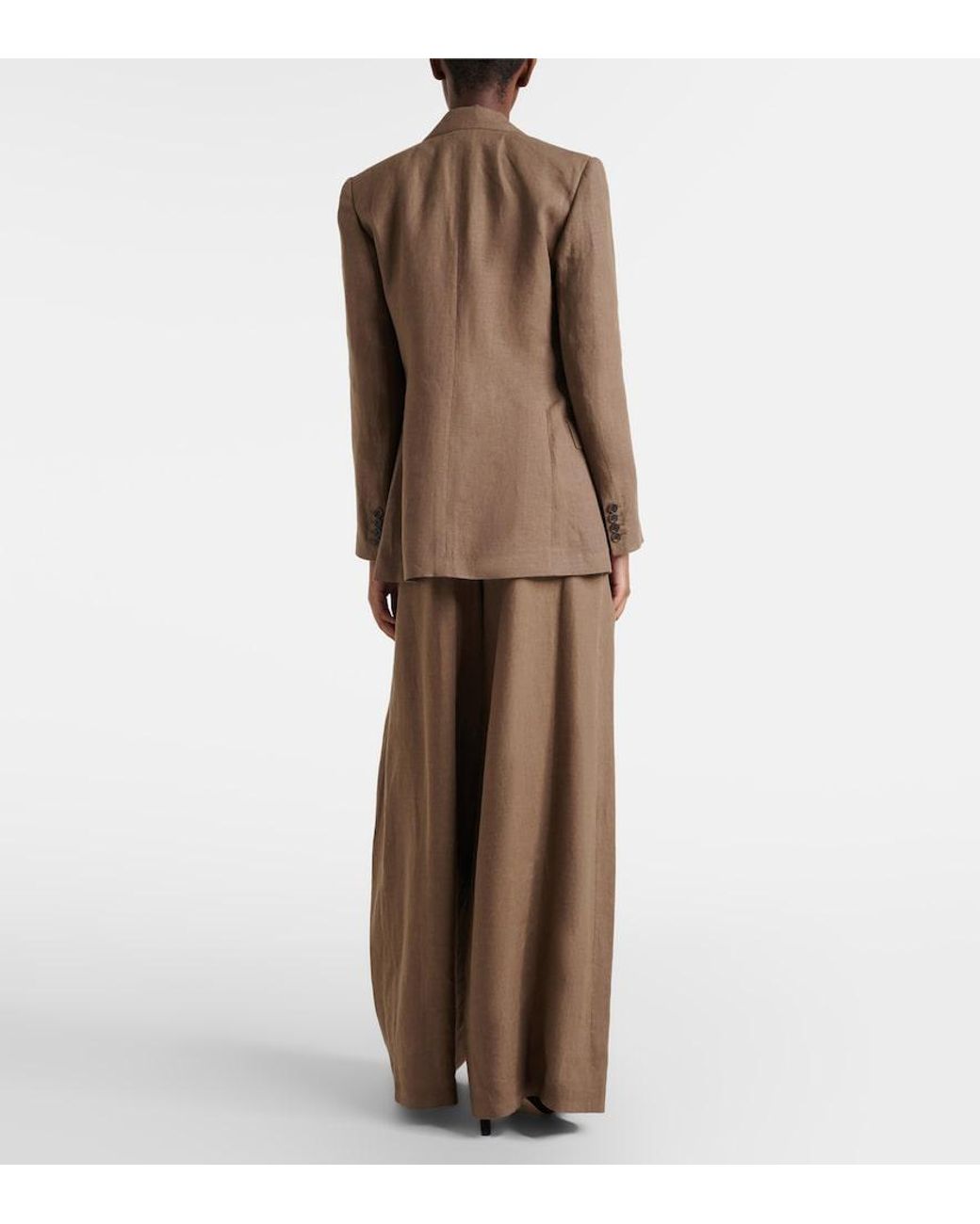 Ralph Lauren Brown Greer Linen, Cashmere, And Silk Wide-Leg Pants