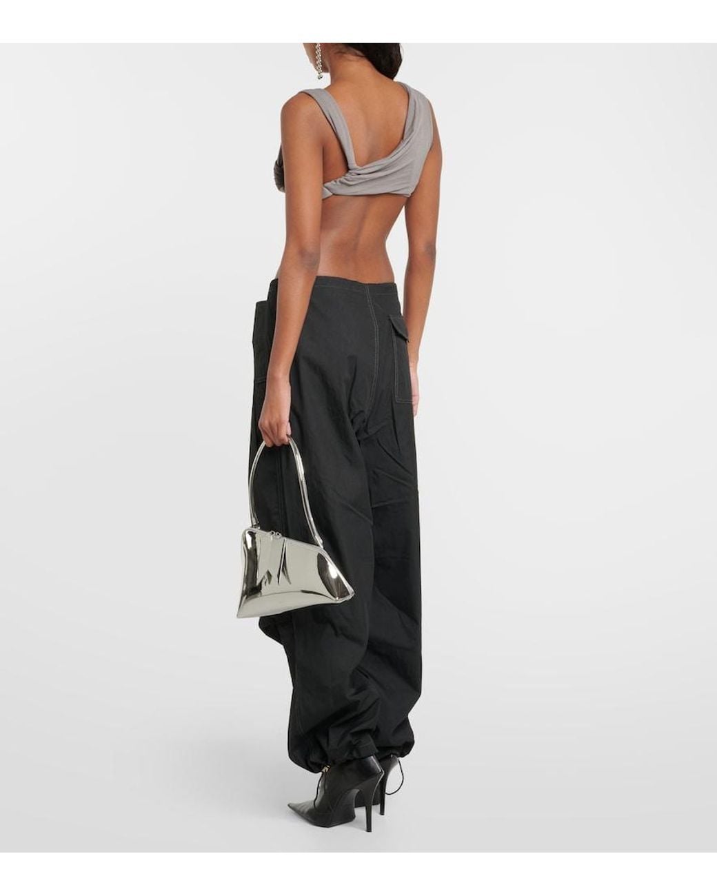 Dion Lee Gray Cotton-Blend Wide-Leg Pants