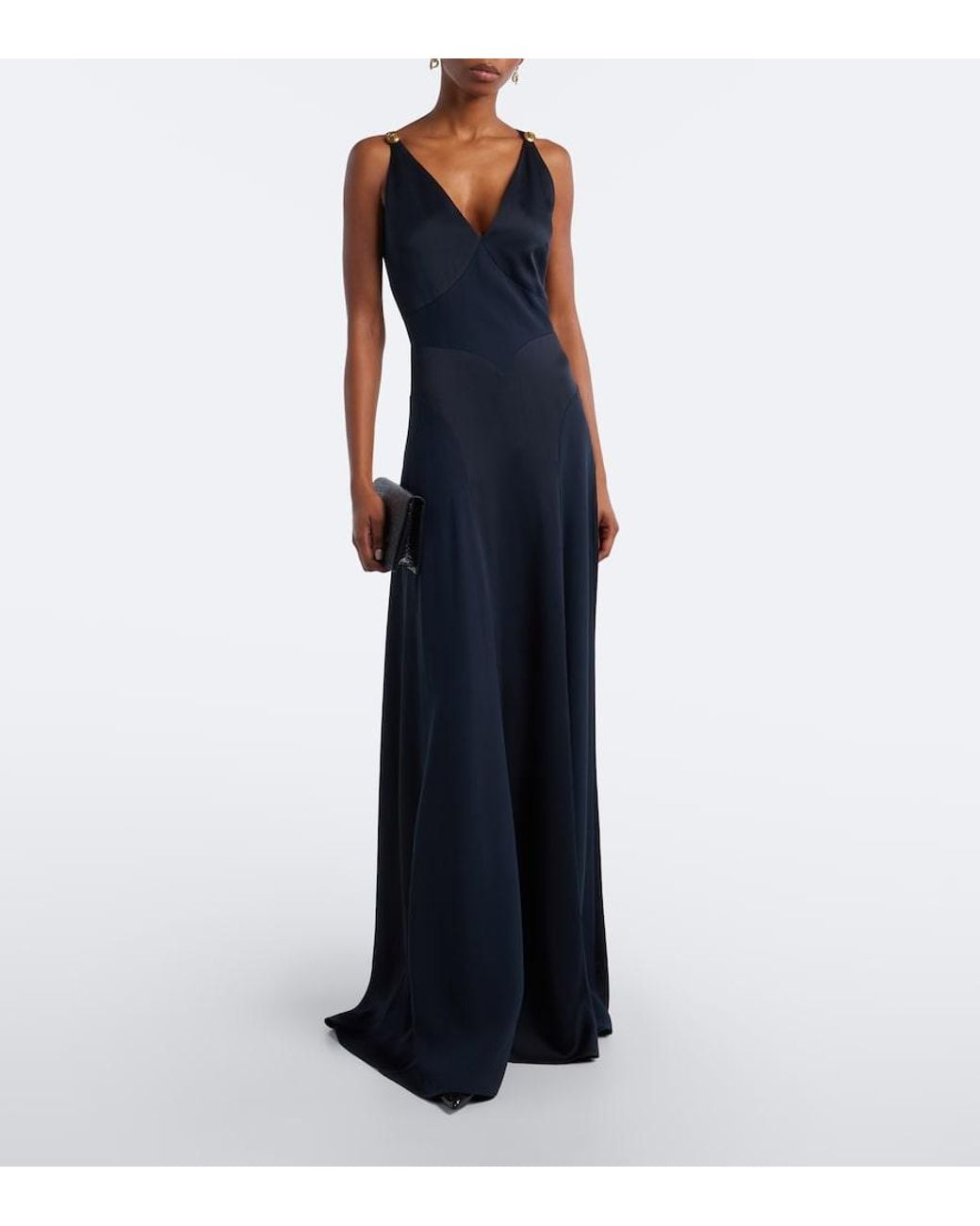 Versace Blue Medusa Satin Gown