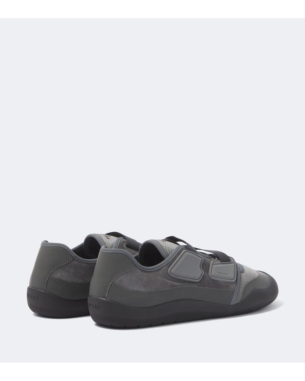 Prada Gray Speedrock Suede-Trimmed Sneakers for men