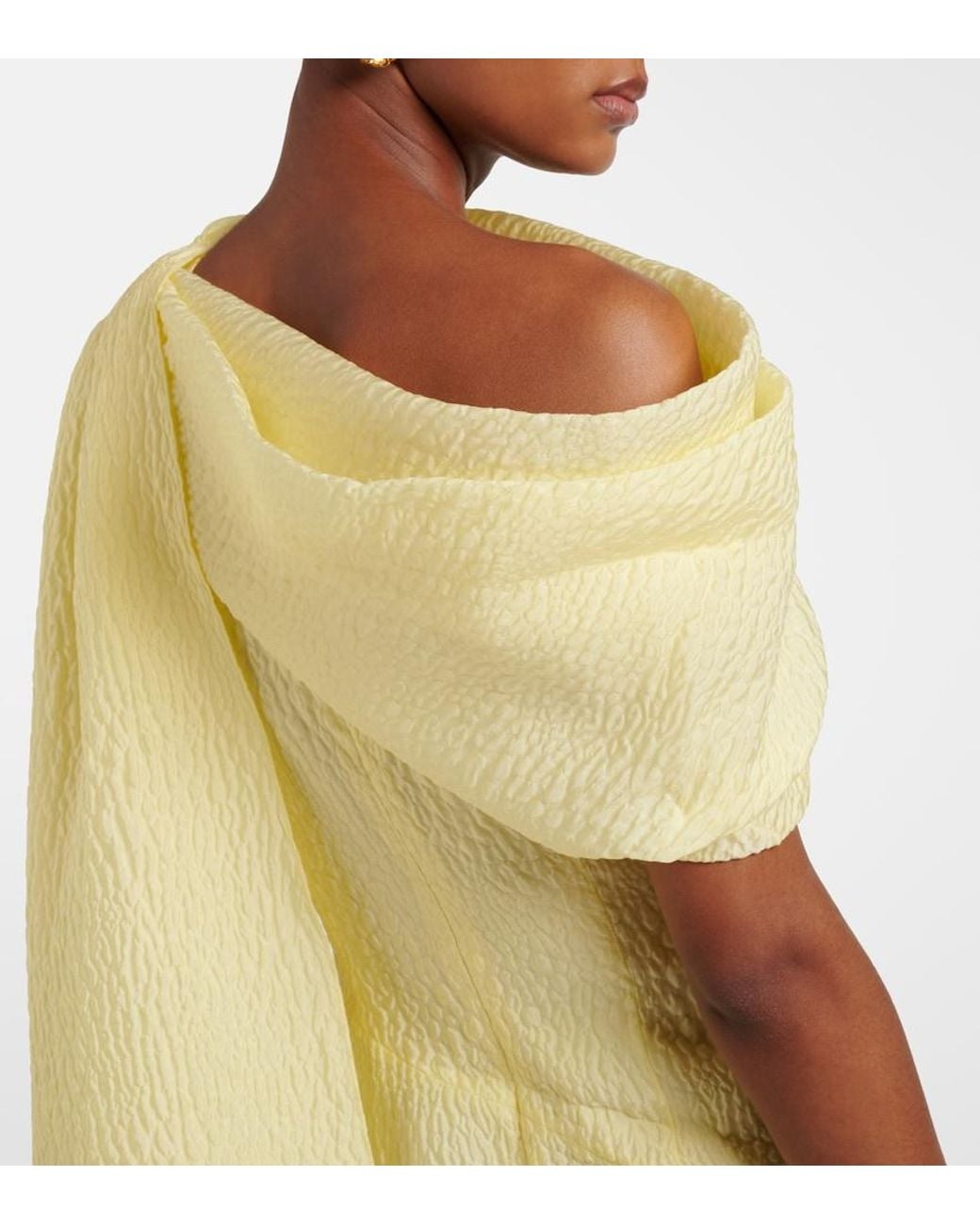 Roksanda Yellow Maite Caped Cloque Midi Dress