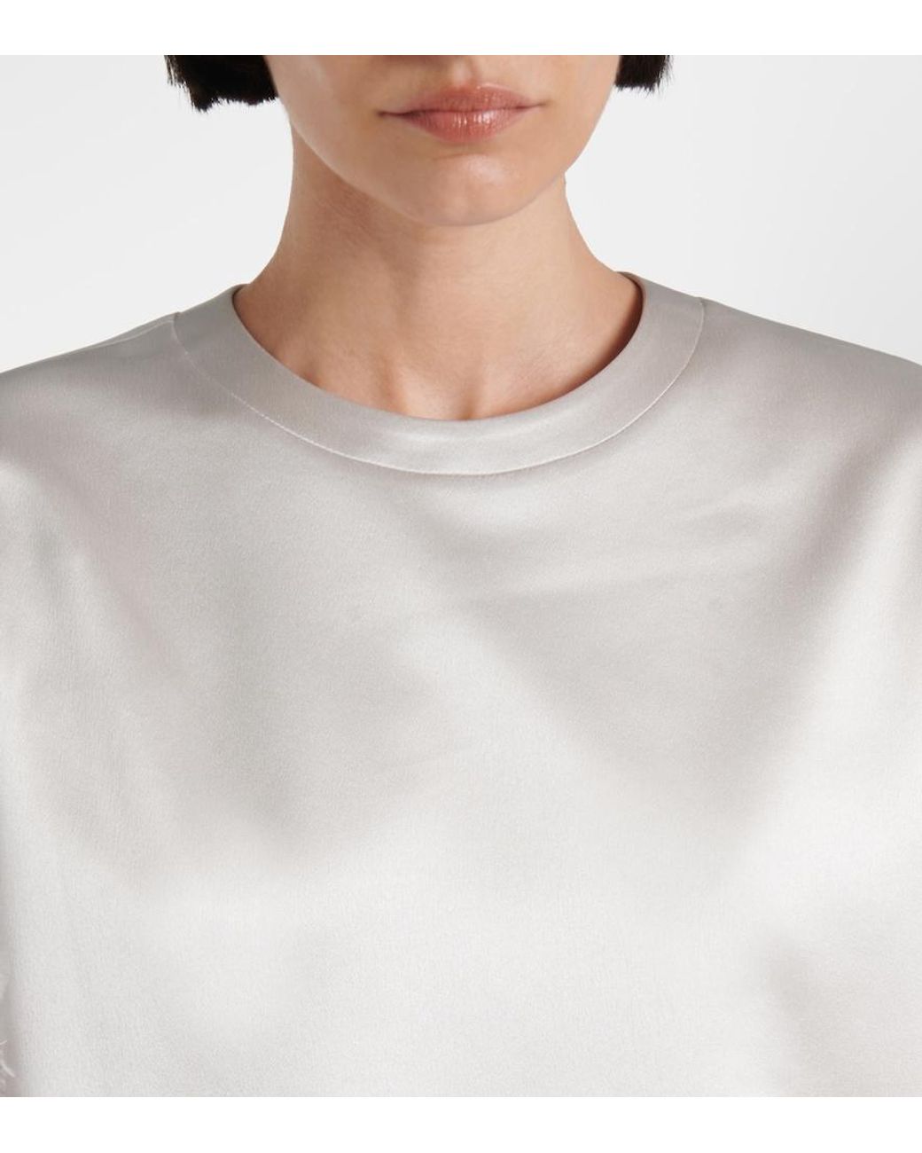 Valentino Garavani White Feather-Trimmed Silk Satin Top