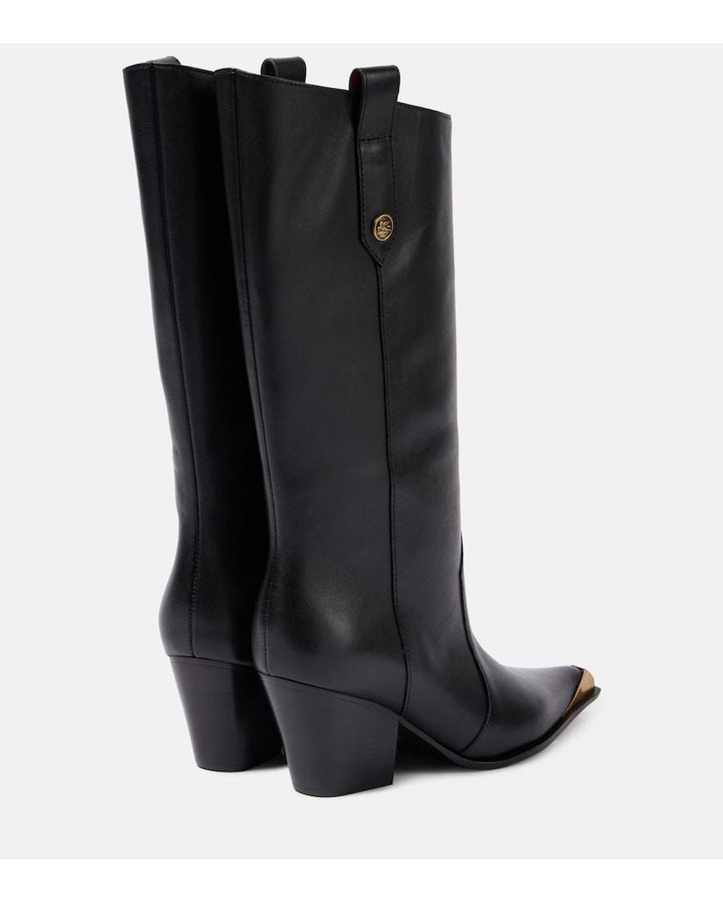 Etro Black Leather Cowboy Boots