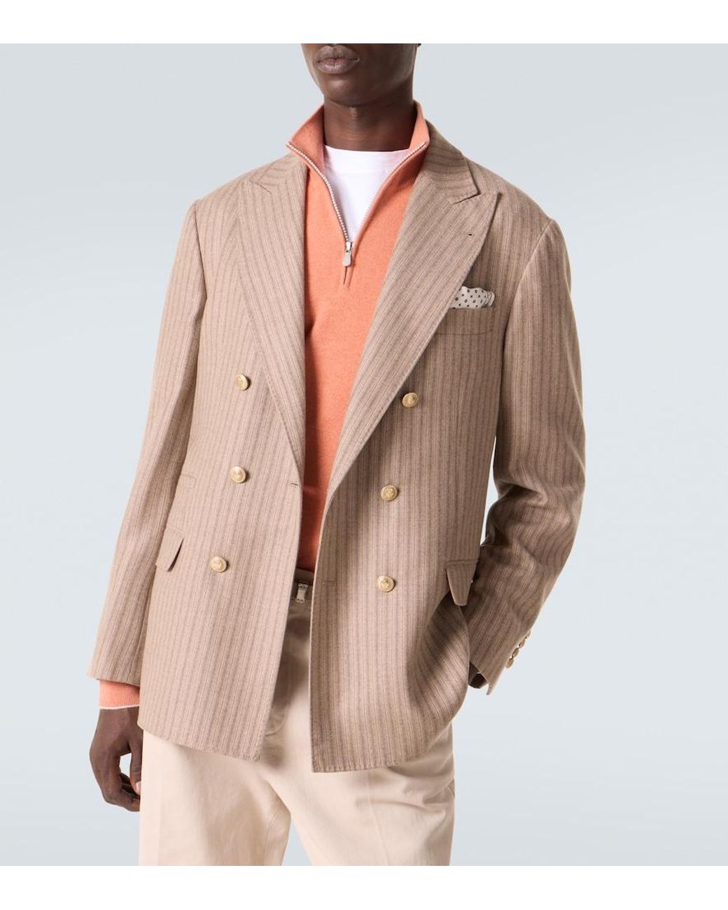 Brunello Cucinelli Orange Cashmere Sweater for men