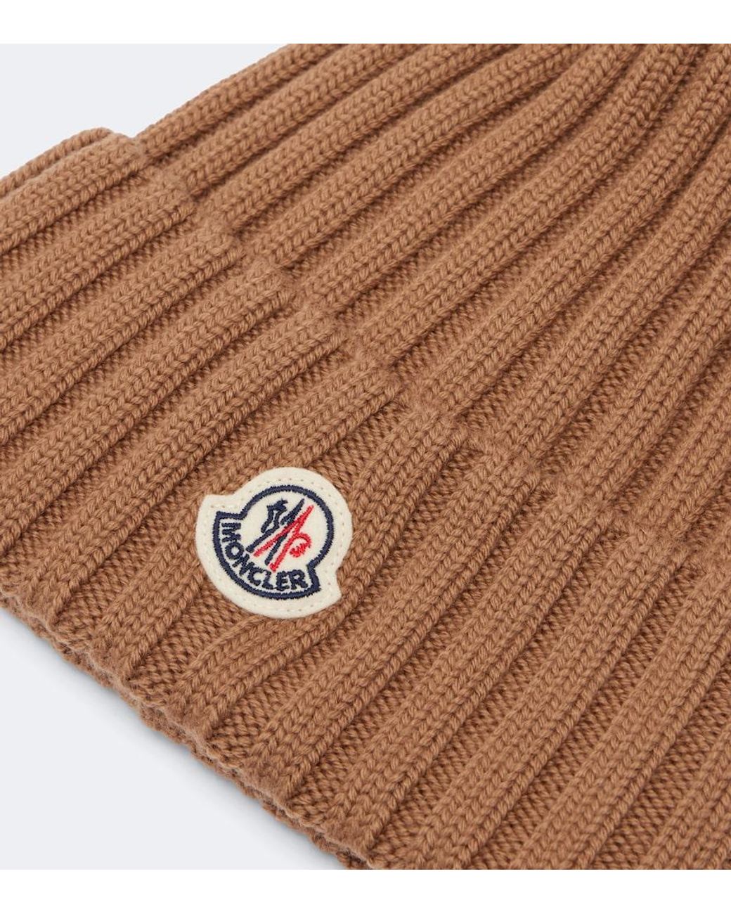 Moncler Brown Ribbed-Knit Virgin Wool Beanie