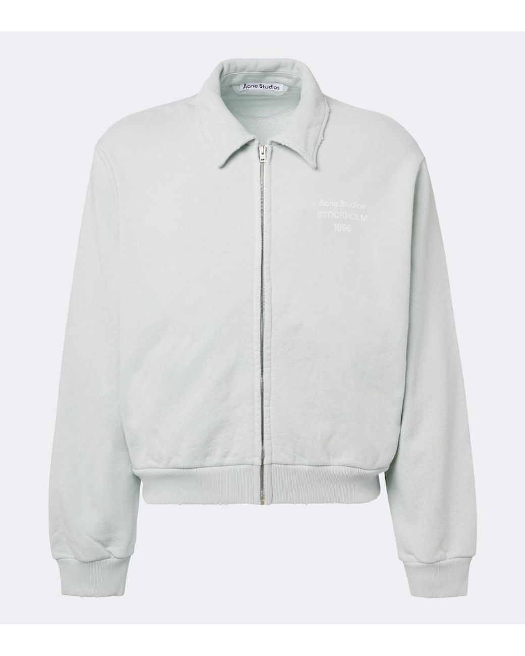 Acne Gray Logo Cotton-Blend Zip-Up Sweatshirt for men