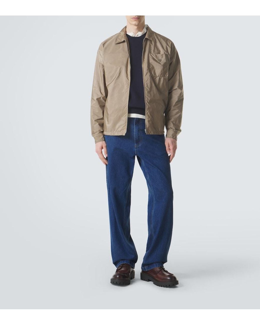 Prada Natural Re-Nylon Zip-Up Shirt for men