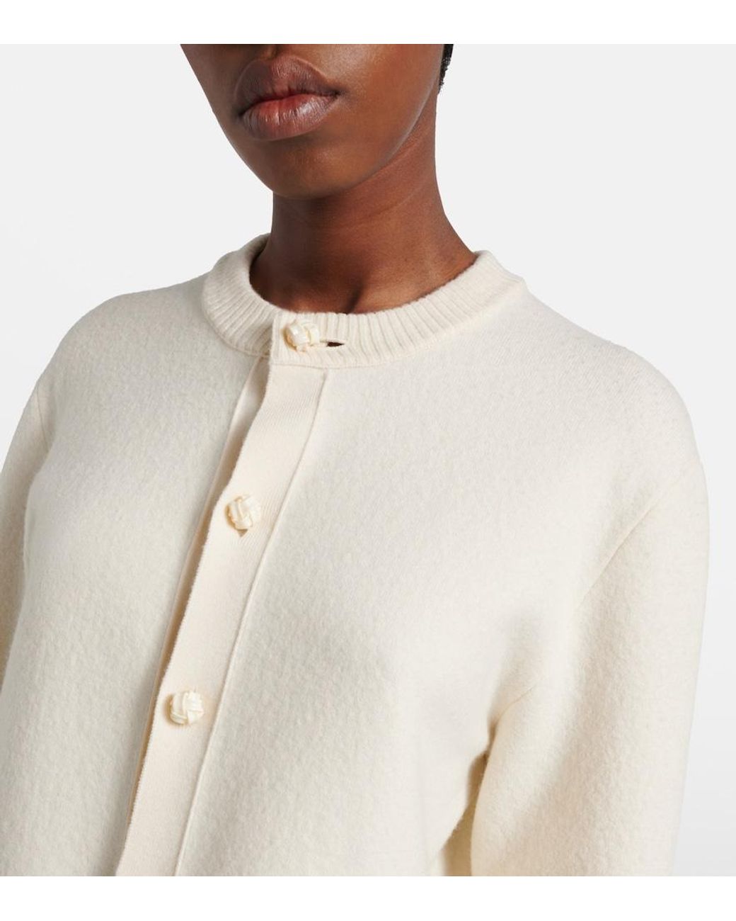 Bottega Veneta Natural Fringed Wool Cardigan