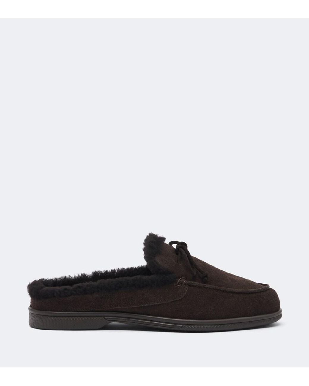 Yves Salomon Black Shearling-Lined Suede Mules