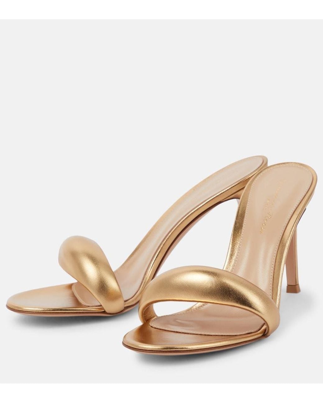 Gianvito Rossi Natural Bijoux 85 Metallic Leather Mules