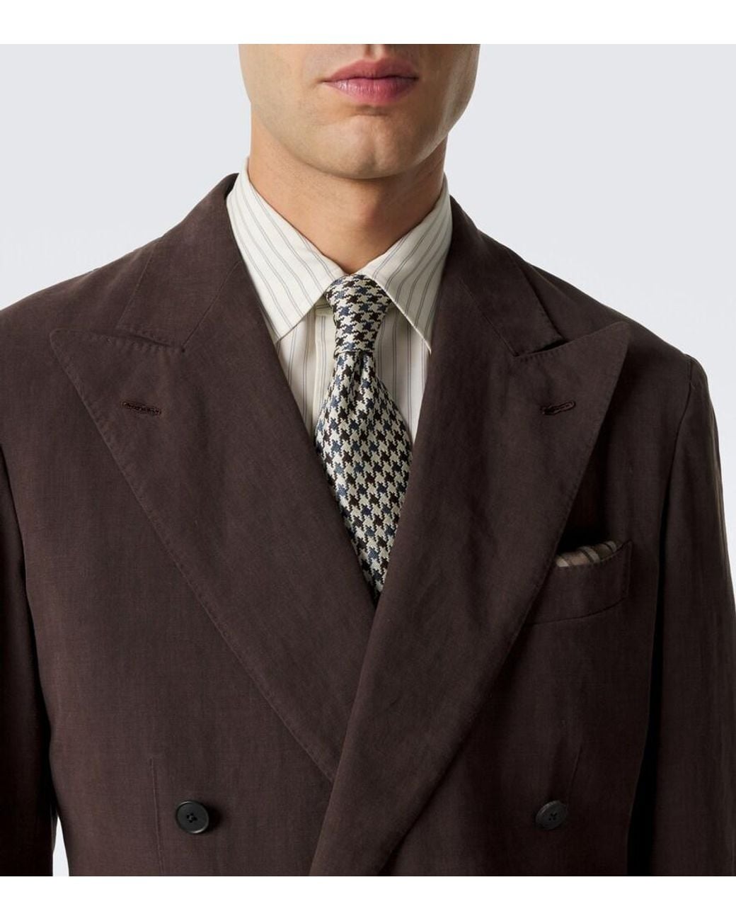 Dunhill White Houndstooth Silk Tie for men