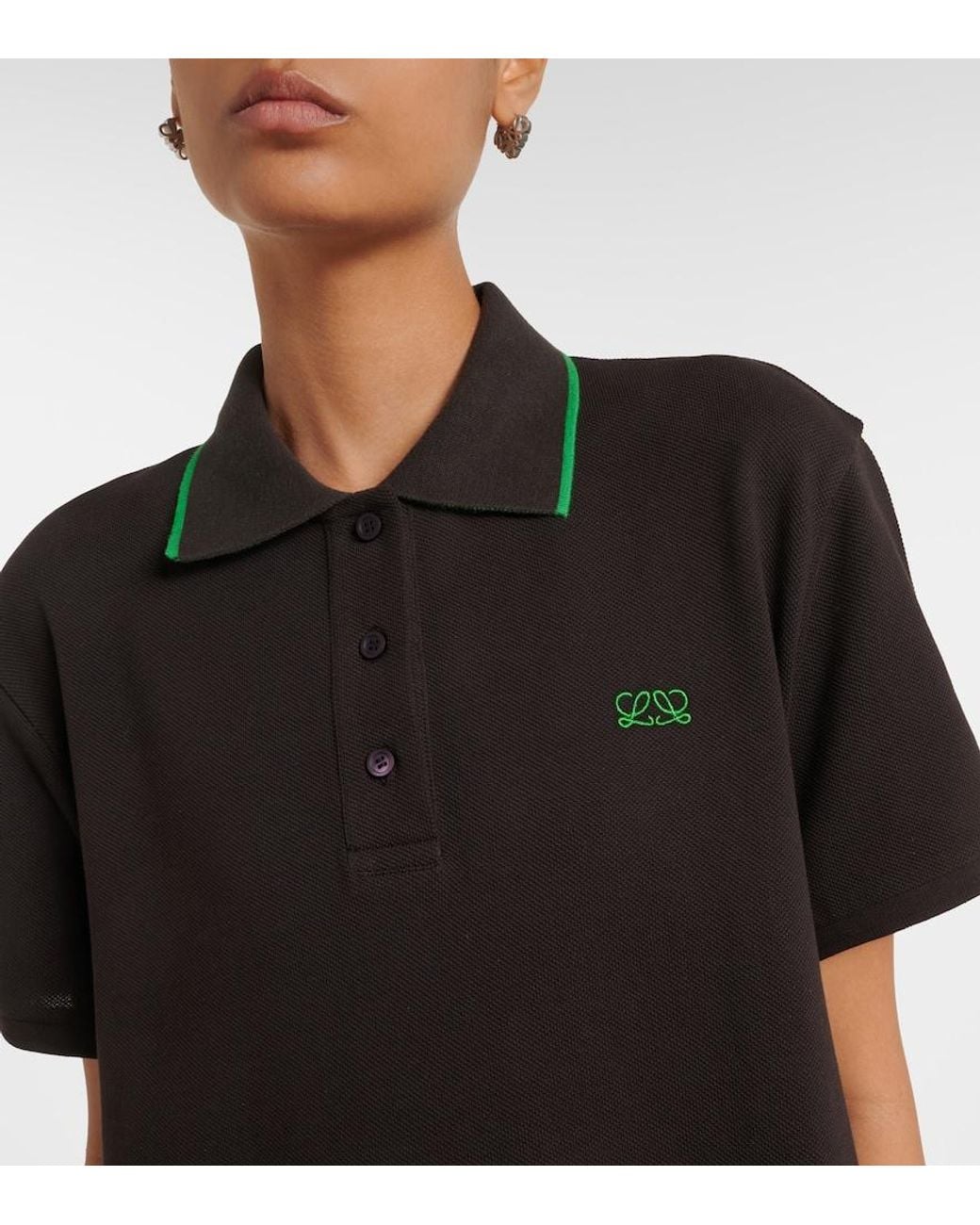 Loewe Black Double L Cotton Polo Pique Dress