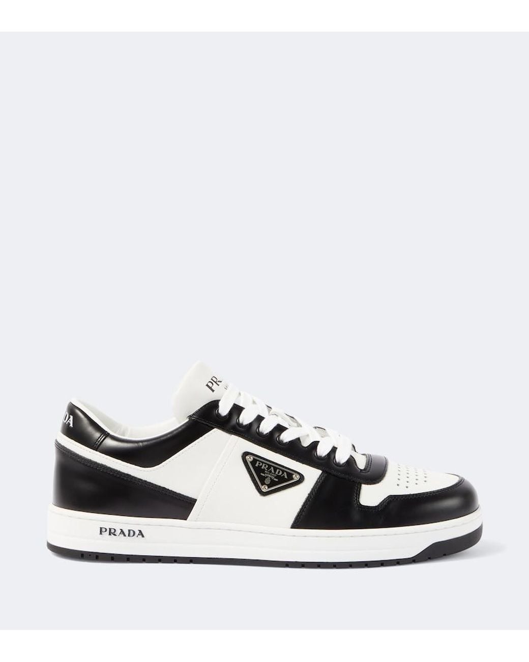Prada White Downtown Colour-Block Leather Sneakers for men