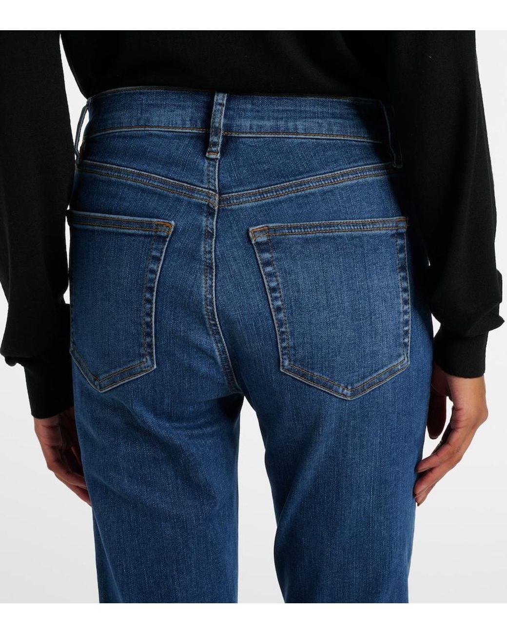 FRAME Blue Le High Straight Cropped Straight Jeans