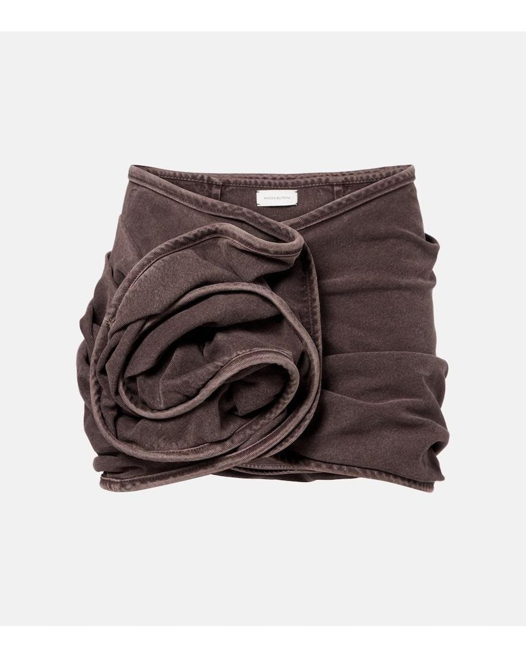 Magda Butrym Brown Floral-Applique Denim Miniskirt