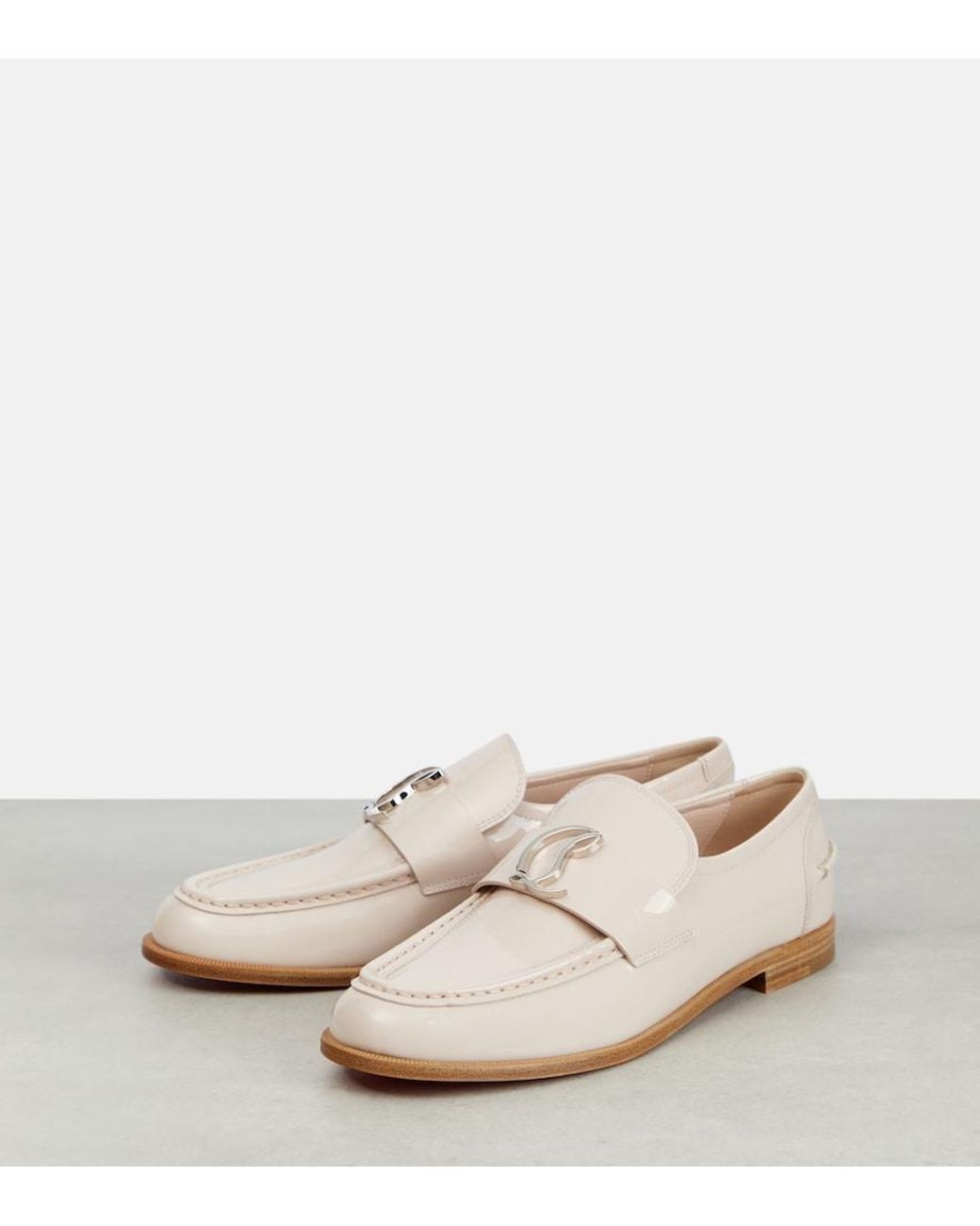 Christian Louboutin White Cl Moc Patent Leather Loafers