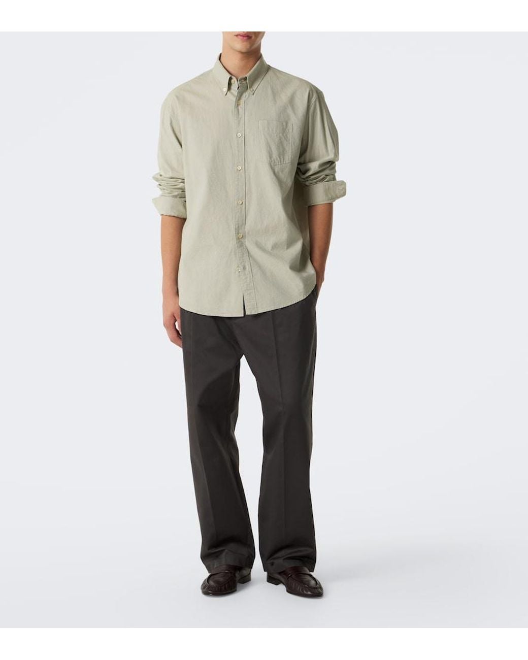 The Row White Pompeo Cotton Chambray Shirt for men