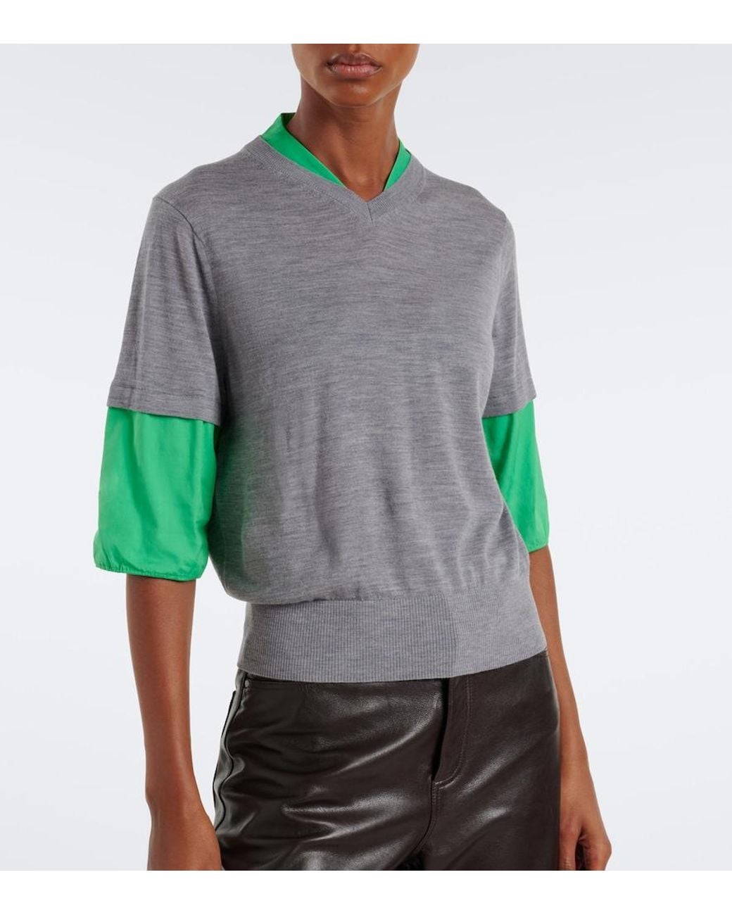 Dorothee Schumacher Green Layered Virgin Wool Top