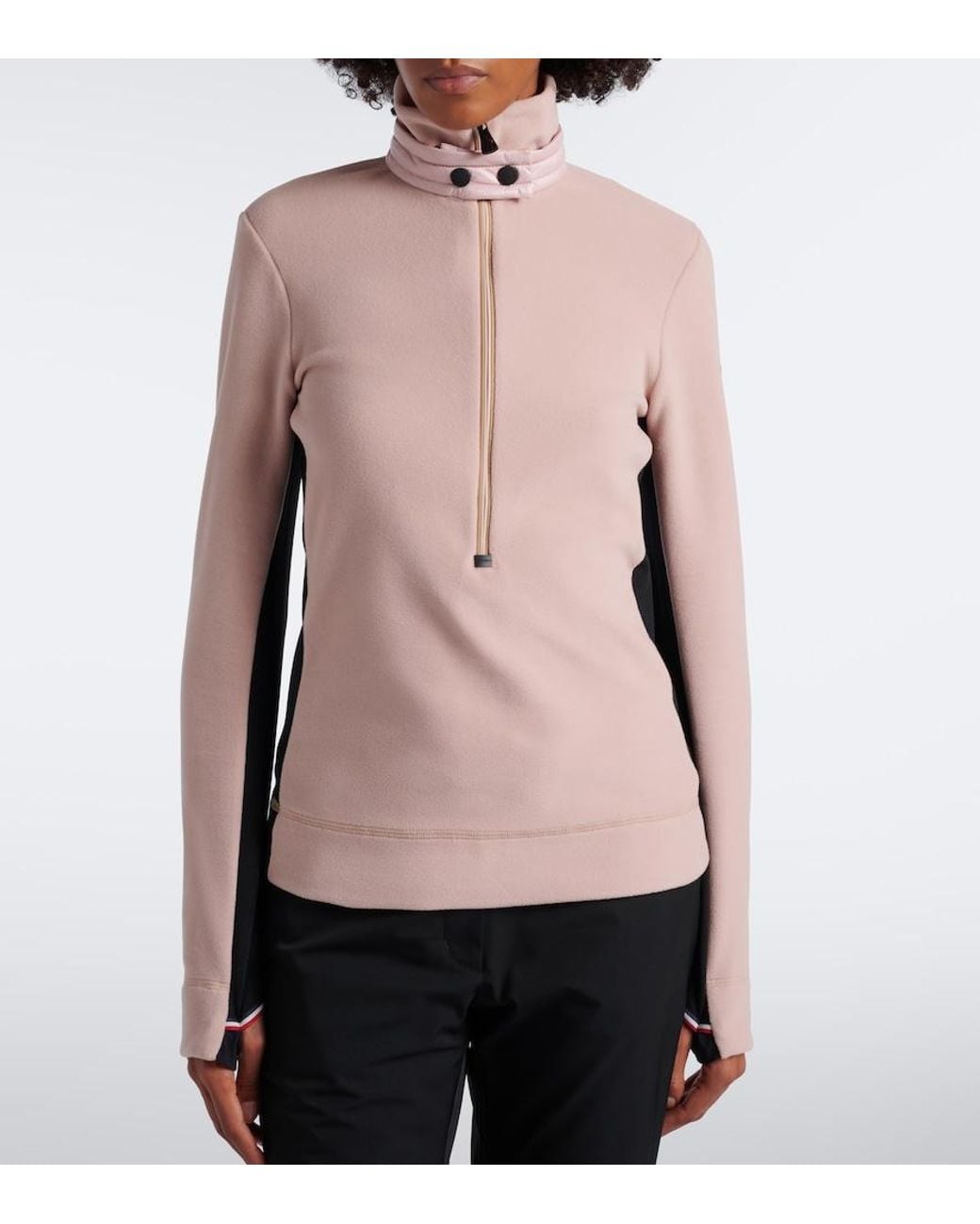 Moncler Pink Fleece Half-Zip Ski Sweater