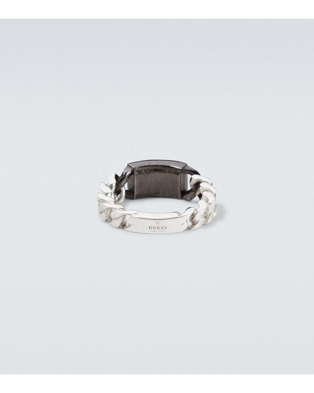 Gucci White Interlocking G Sterling Ring for men