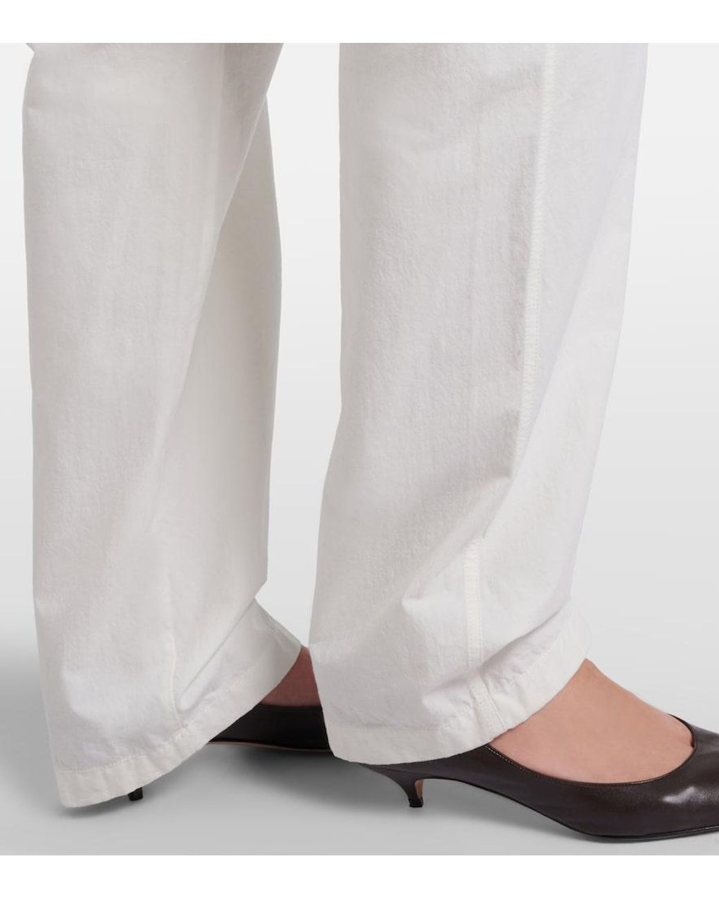 The Row White Fael Cotton Poplin Straight Pants