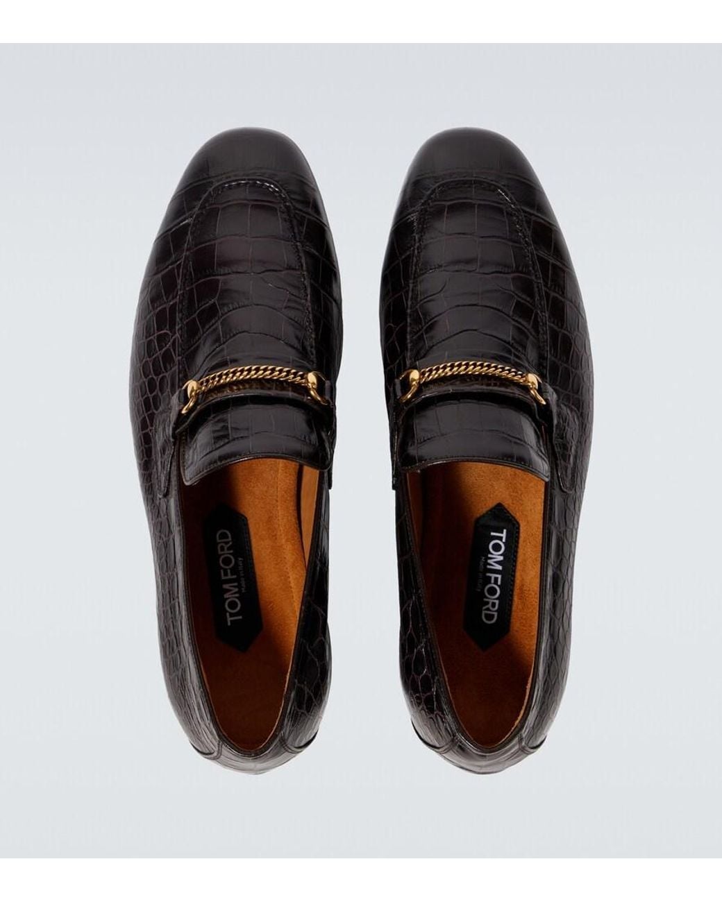 Tom Ford Black Gigi Croc-Effect Leather Loafers for men