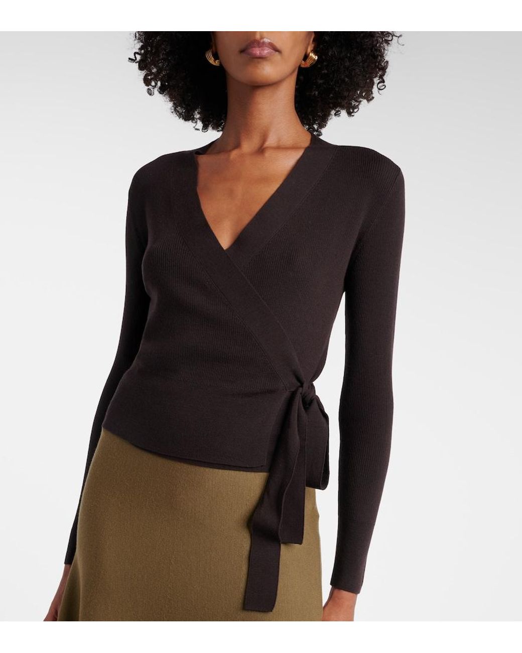 Jardin Des Orangers Black Virgin Wool Wrap Cardigan