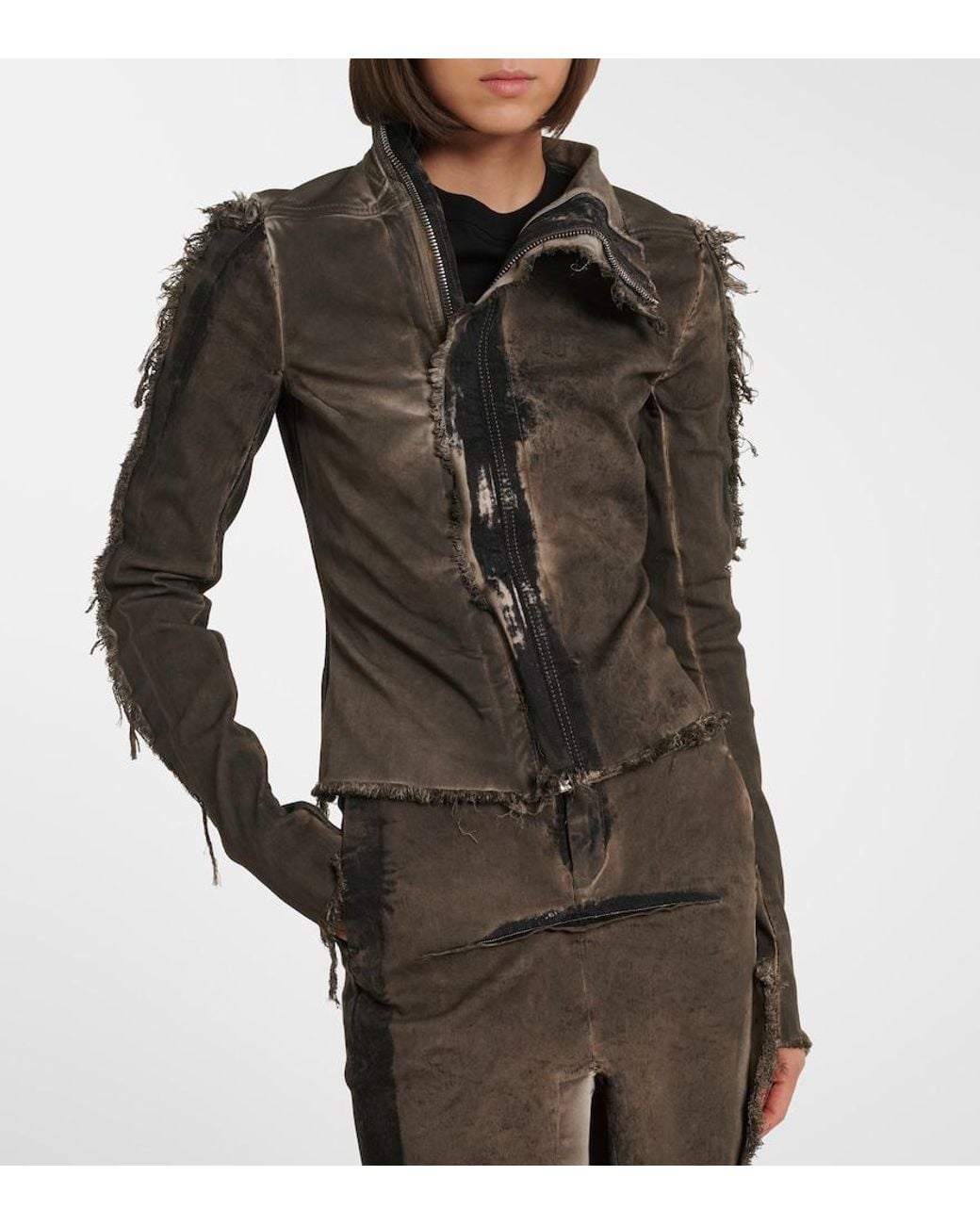 Rick Owens Black Gary Distressed Denim Jacket