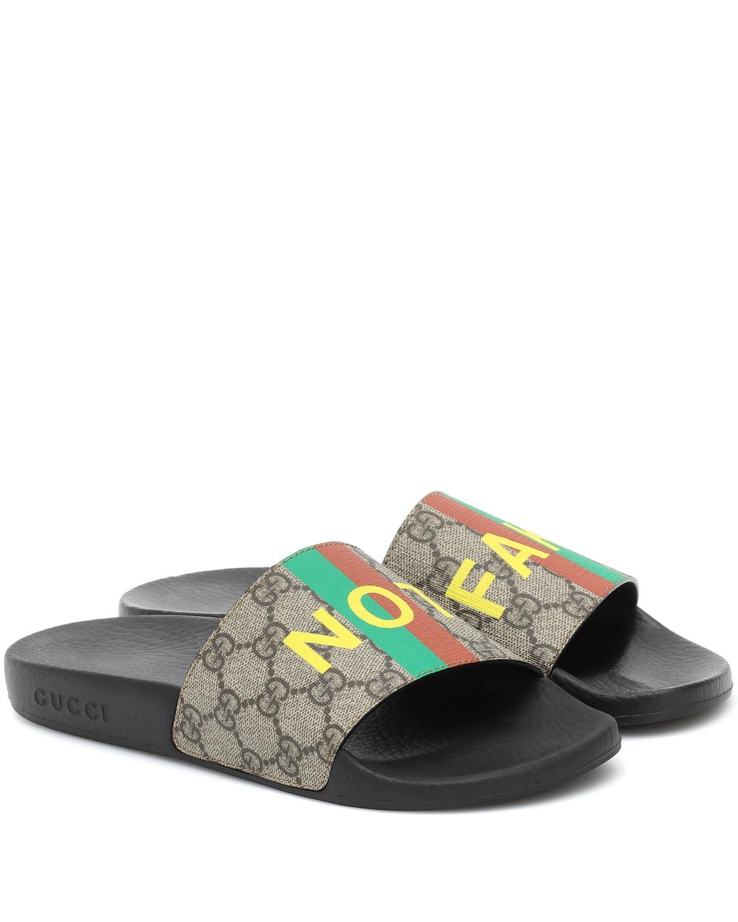Gucci 'fake/not' Print Slide Sandal in Beige (Natural) - Save 2% - Lyst