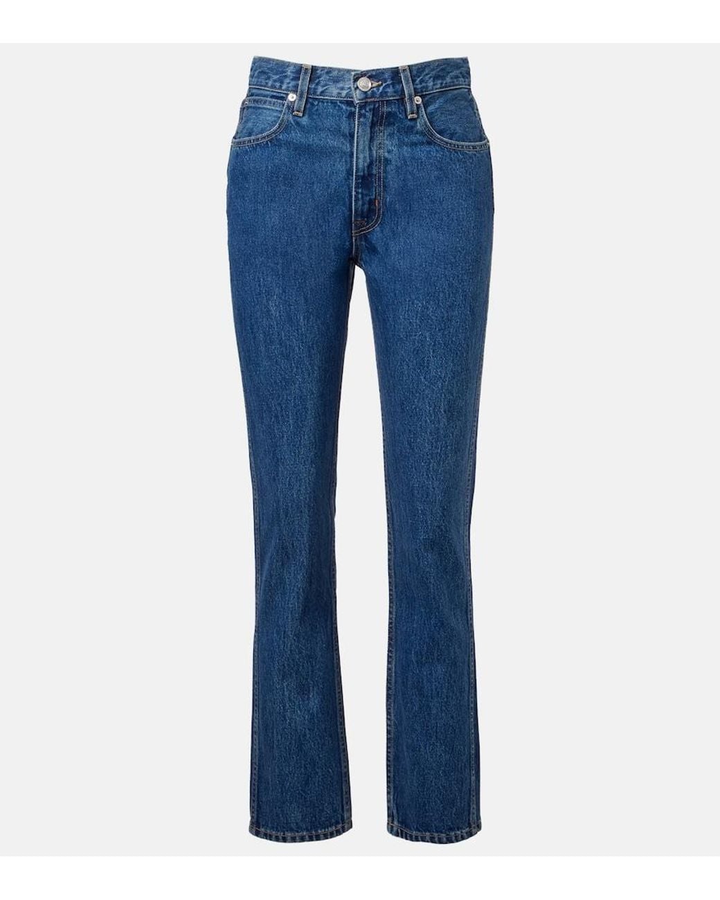 SLVRLAKE Denim Blue Virginia Slim High-Rise Straight Jeans