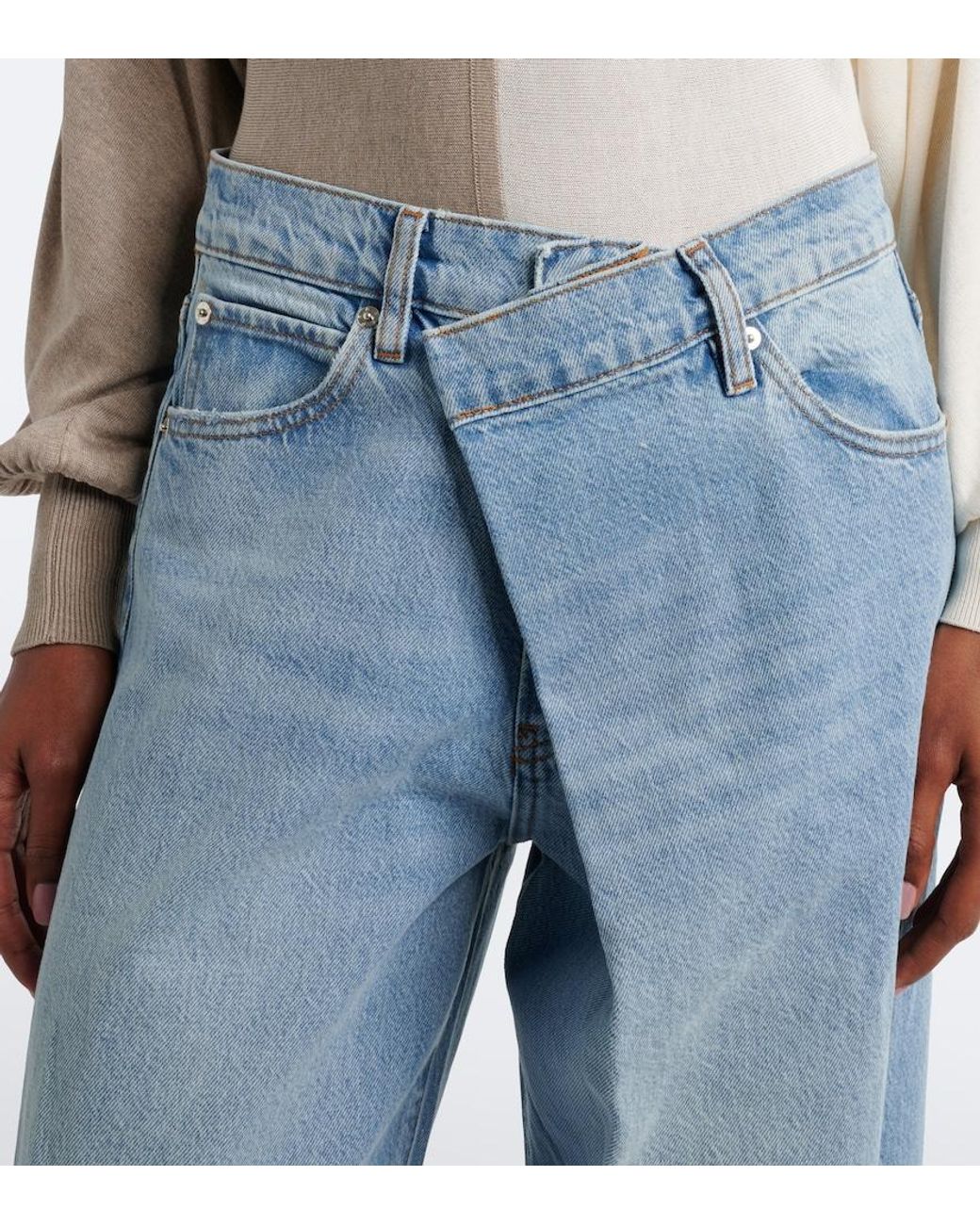 FRAME Blue Crossover Wide-Leg Jeans