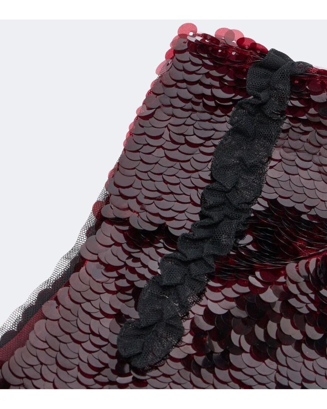 Simone Rocha Red Sequined Tulle-Trimmed Hood