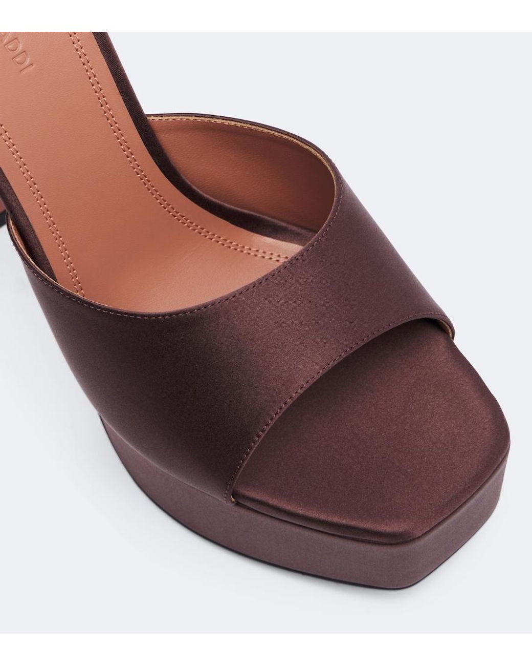 AMINA MUADDI Brown Dalida Satin Platform Mules