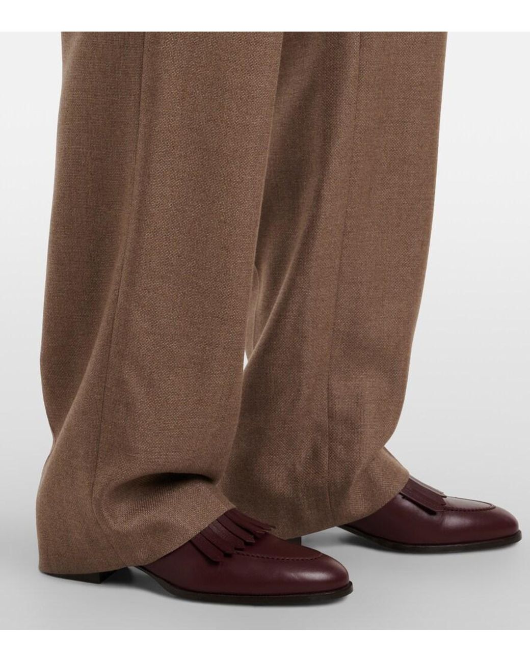 Loro Piana Brown Chad Pleated Cashmere And Silk Wide-Leg Pants