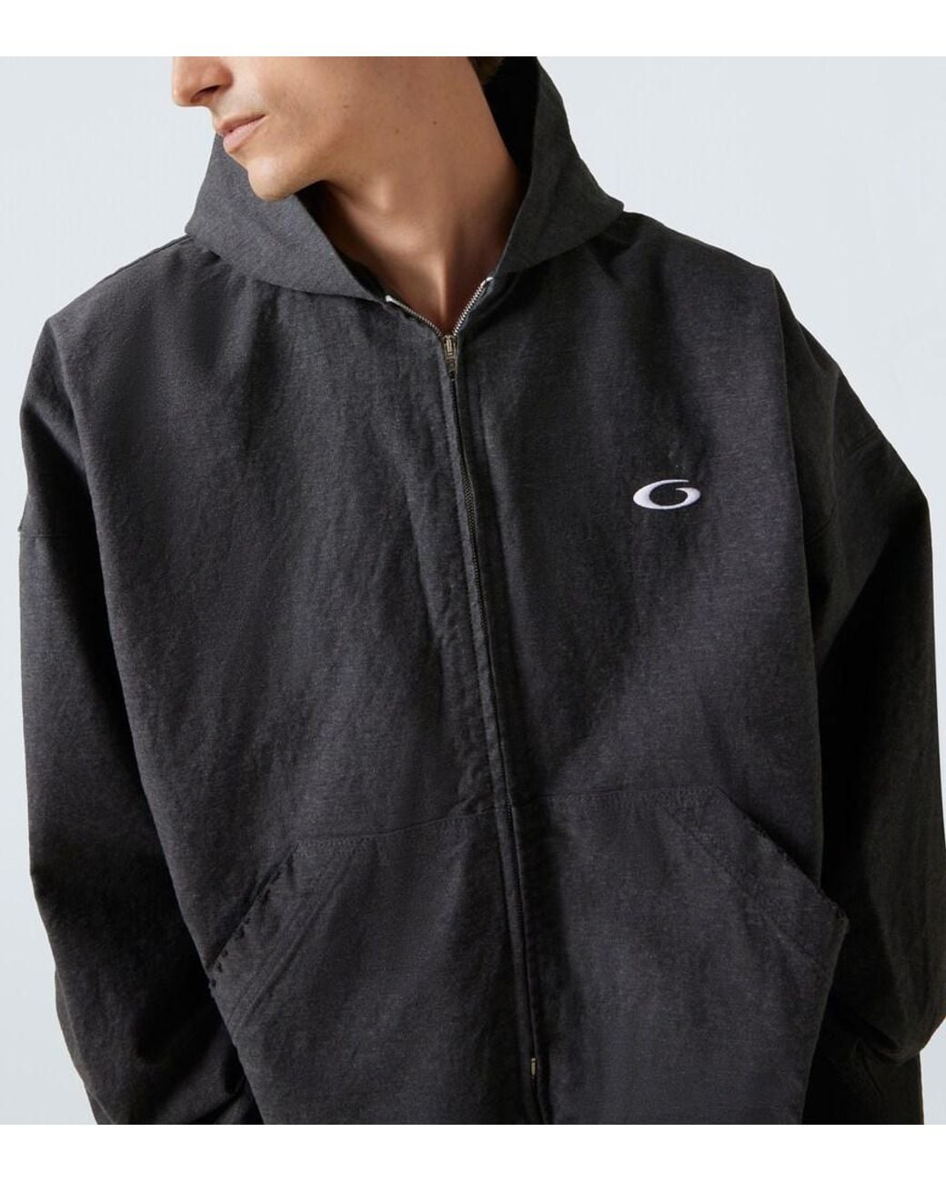 Balenciaga Black Trompe L-Oil Denim Hoodie for men