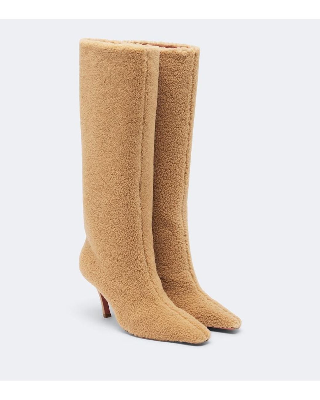 AMINA MUADDI Brown Mona Shearling Knee-High Boots