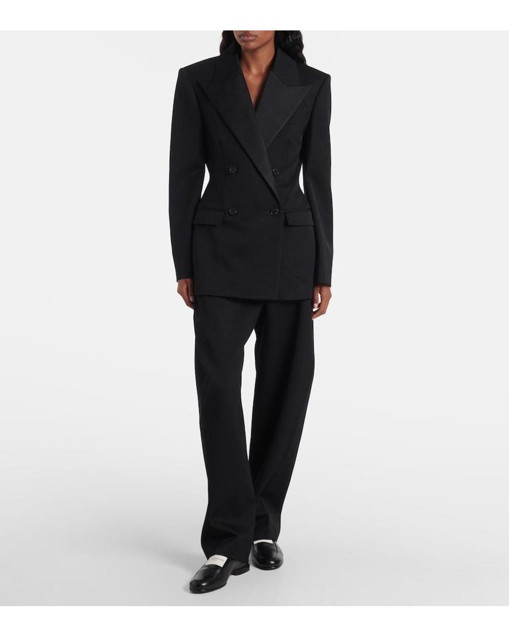 Givenchy Black Double-Breasted Satin-Trimmed Wool Blazer