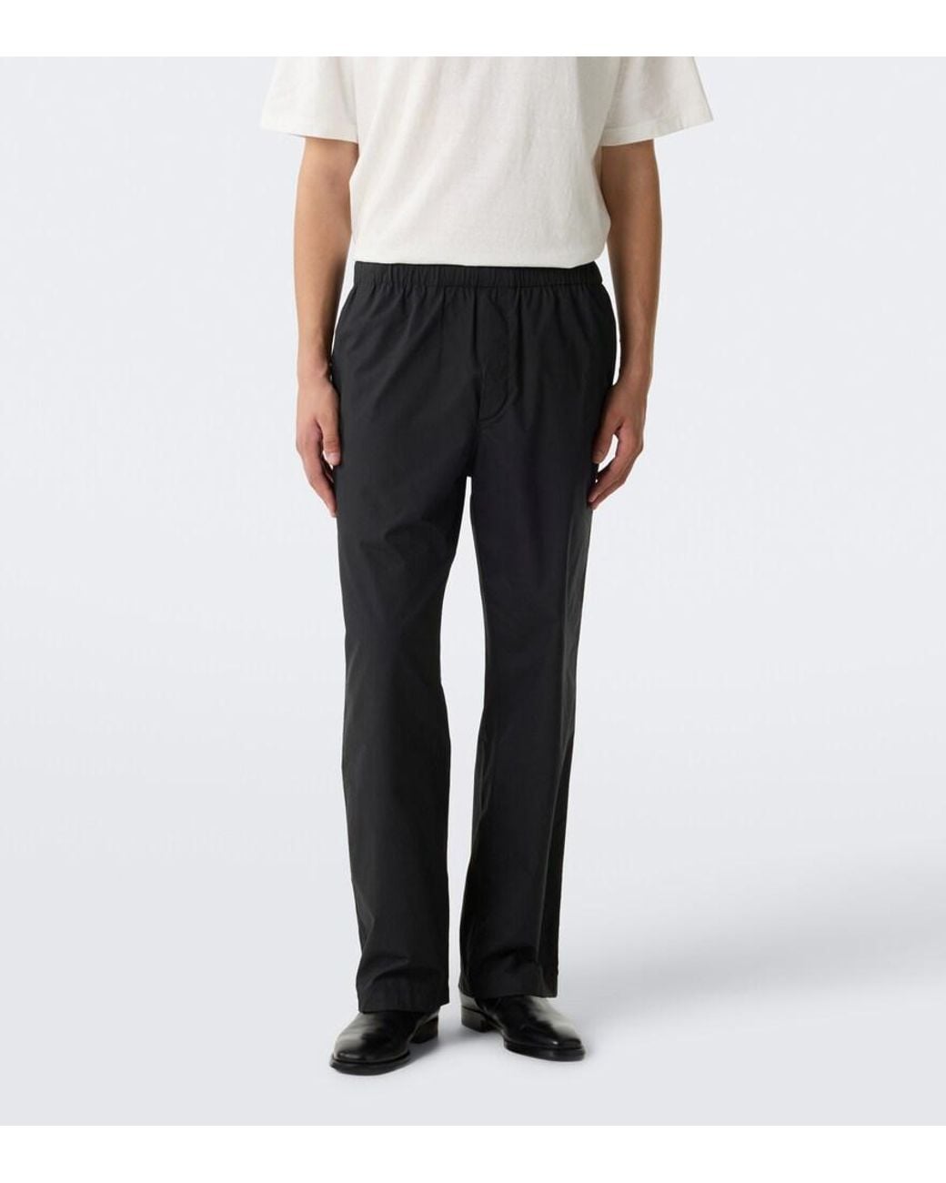 The Row Black Pascale Cotton And Silk Straight Pants for men