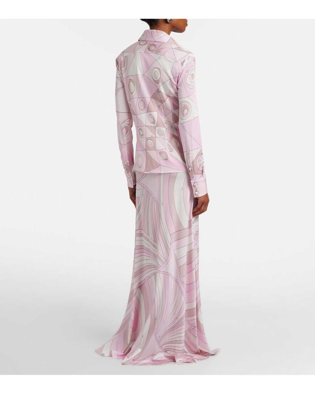 Emilio Pucci Pink Iride Satin Jersey Maxi Skirt