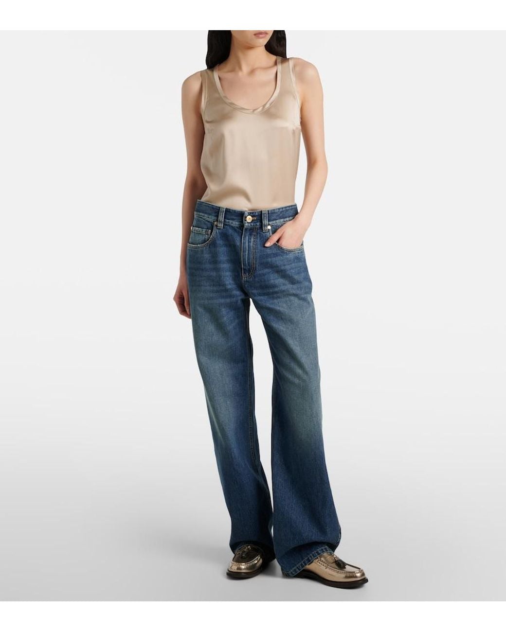 Brunello Cucinelli Blue Low-Rise Straight Jeans