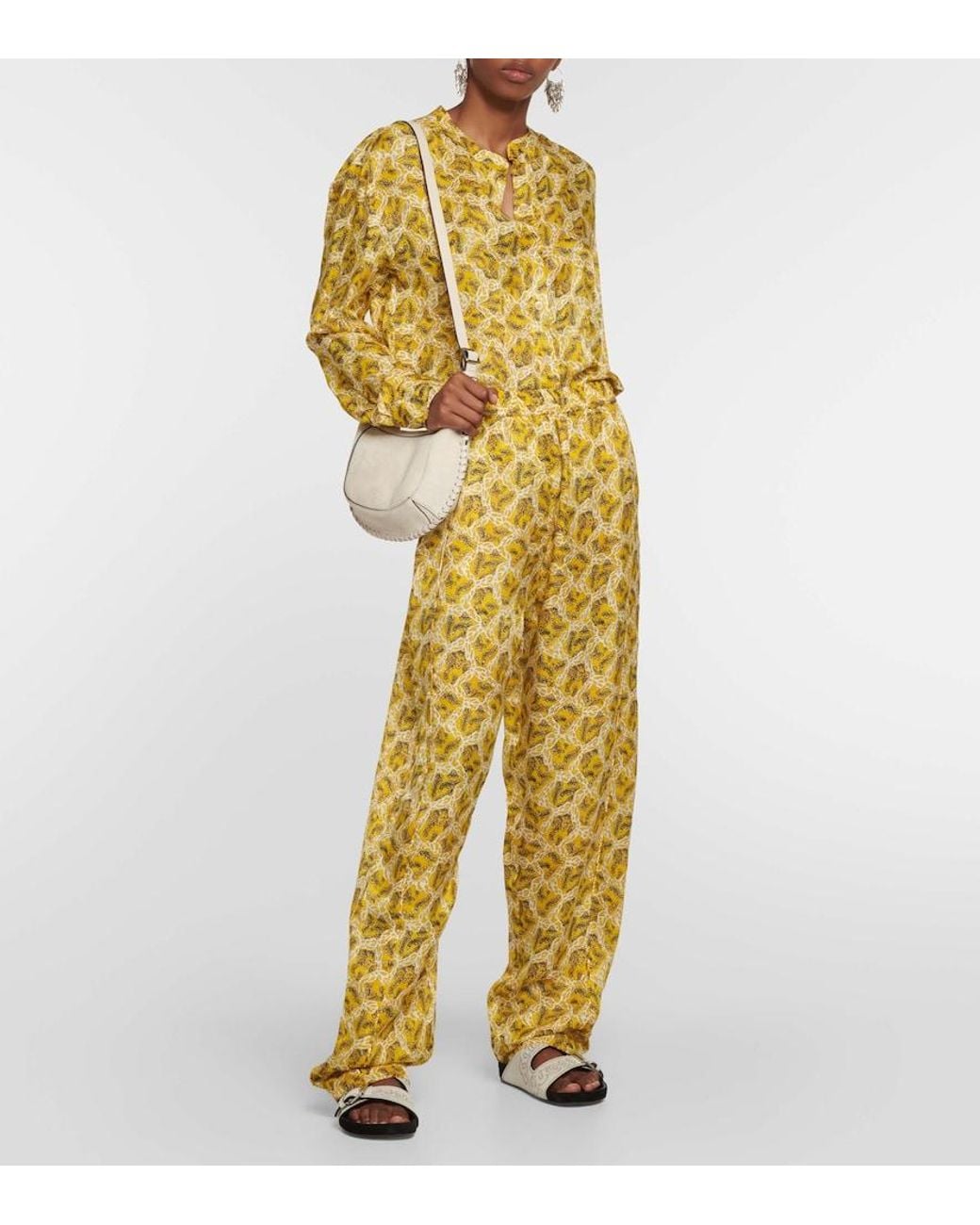 Isabel Marant Yellow Leidy Printed Satin Blouse