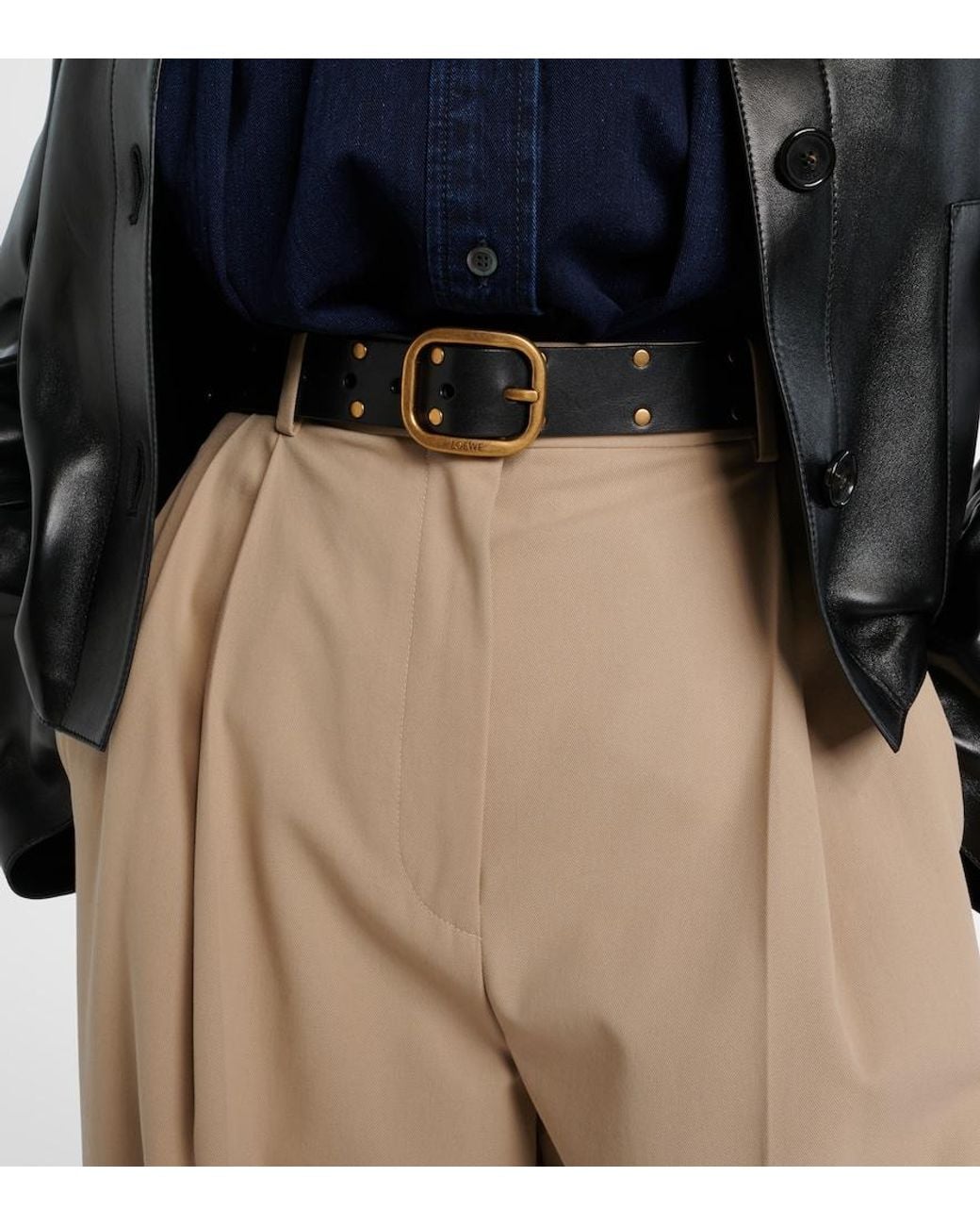 Loewe Black Studded Leather Belt