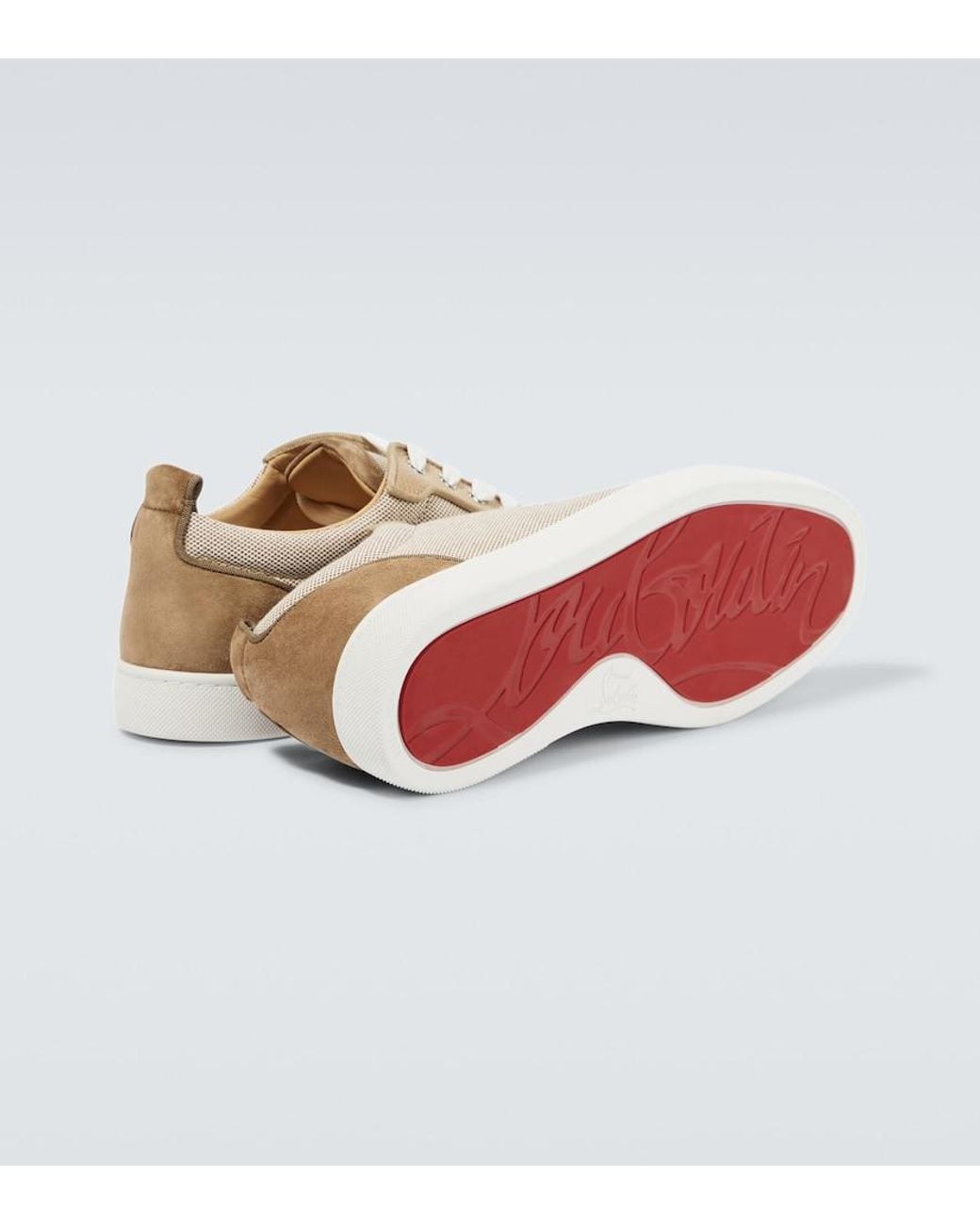 Christian Louboutin Brown Louis Junior Orlato Suede And Cotton Low-top Trainers for men