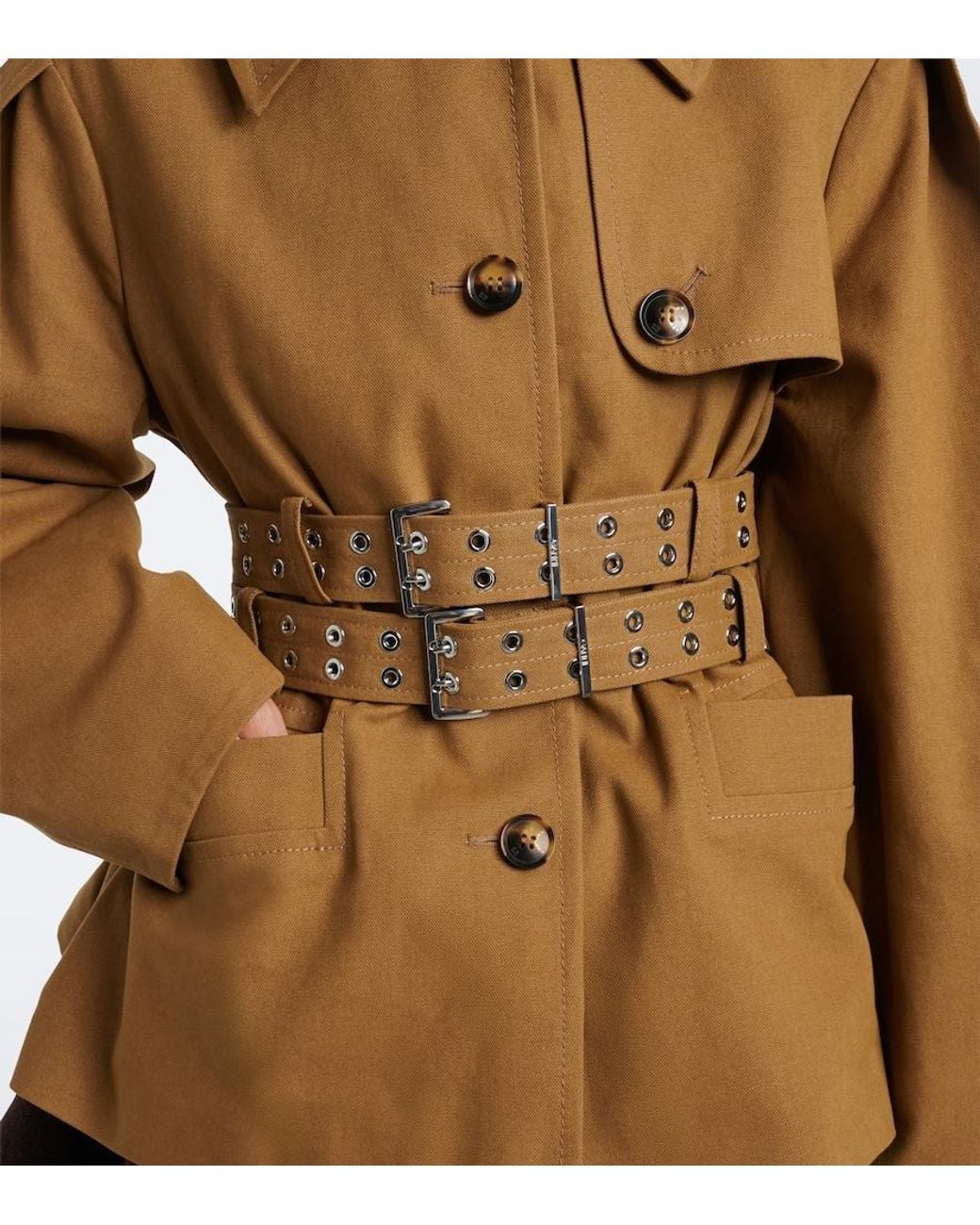 Chaqueta De Algodon Con Cinturon Ganni de color Brown