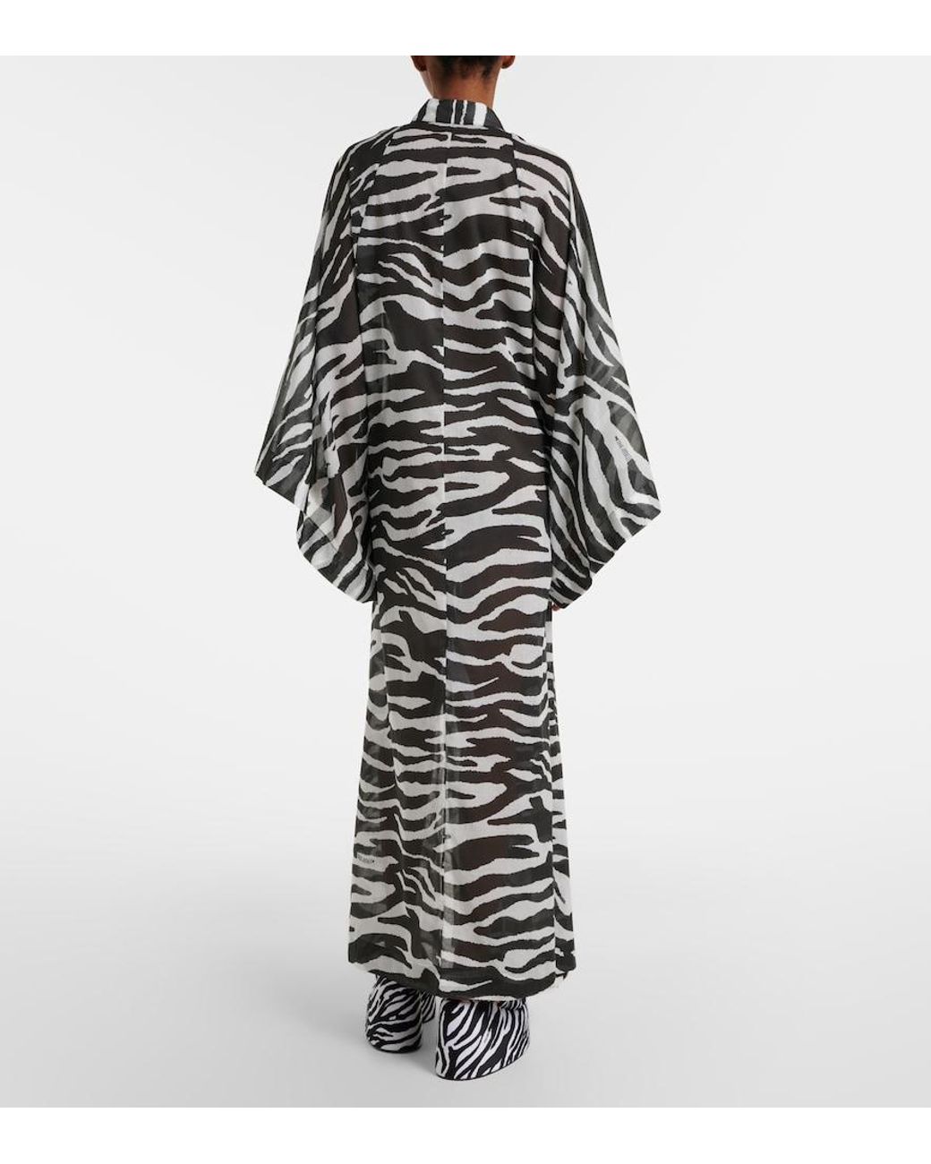 The Attico White Zebra-Print Cotton Muslin Kaftan